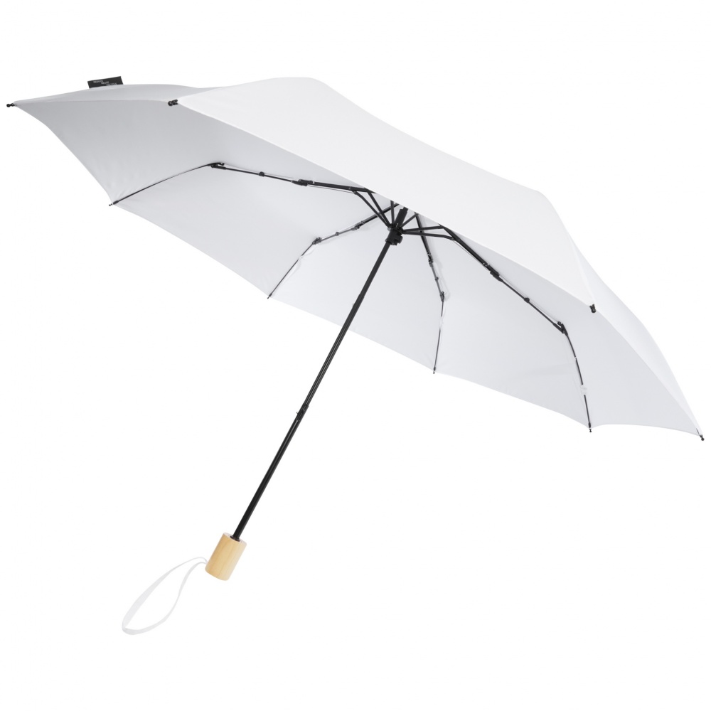Logotrade Firmengeschenke das Foto: Birgit 21'' faltbarer winddichter Regenschirm aus recyceltem PET