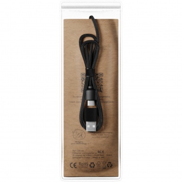Logotrade werbemittel das Foto: SCX.design C40 5-in-1 Ladekabel aus rPET mit 10W Ladepad und Leuchtlogo