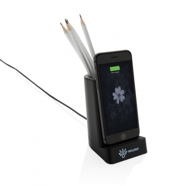 Logotrade Logogeschenke das Foto: Light Up Logo 5W Wireless Charging Stiftehalter