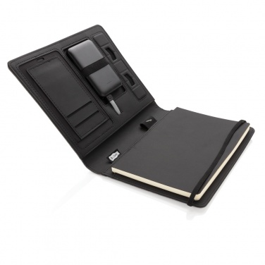 Logotrade Werbegeschenke das Foto: Air 5W Wireless Charging Notizbuch A5 mit 5000 mAh Powerbank
