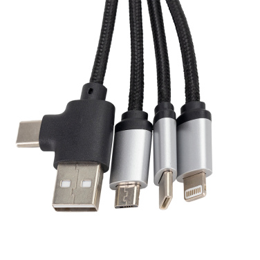 Logotrade Logogeschenke das Foto: 4-in-1-Kabel mit elighted-Logo im Holzgehäuse, LH-ZMU05