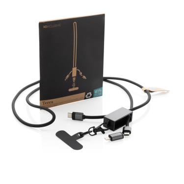 Logotrade Werbegeschenke das Foto: Terra duales Ladekabel aus RCS recyceltem PET mit Lanyard