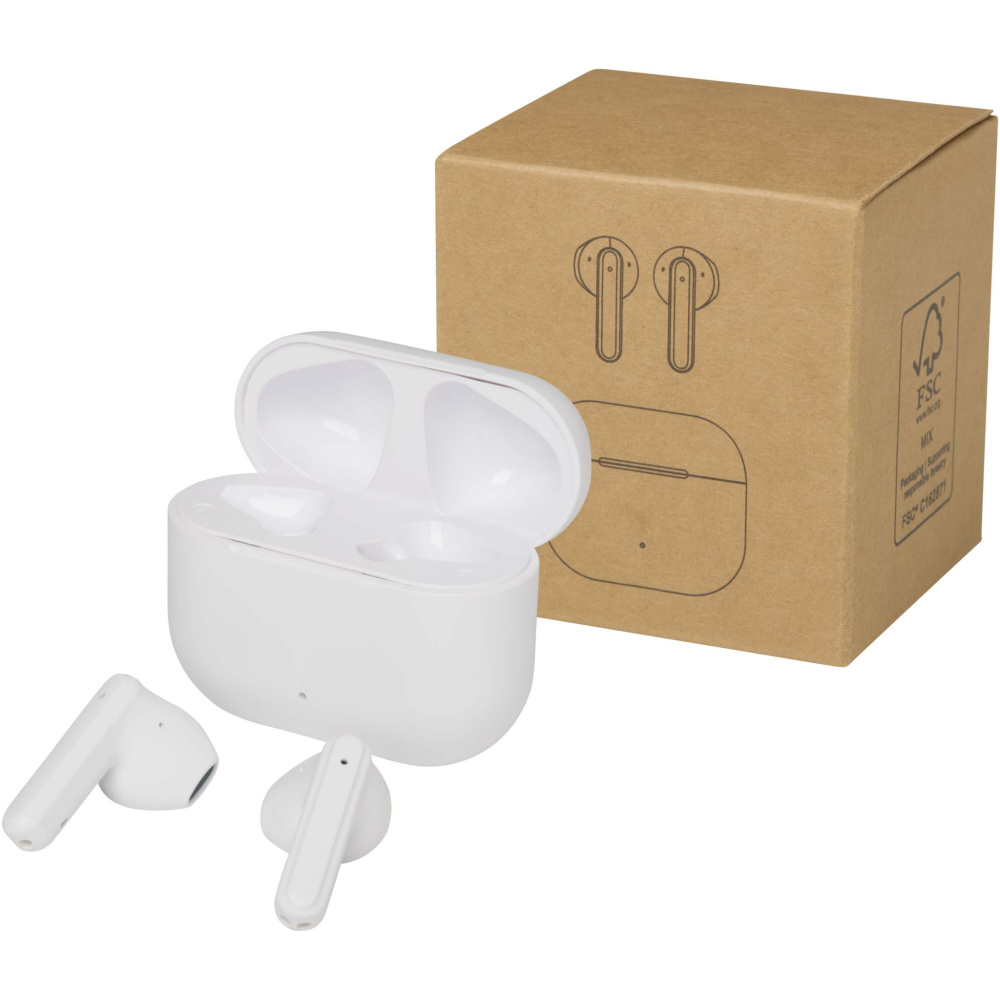 Logotrade Werbeartikel das Foto: Altais True Wireless Bluetooth® Headset aus recyceltem Kunststoff