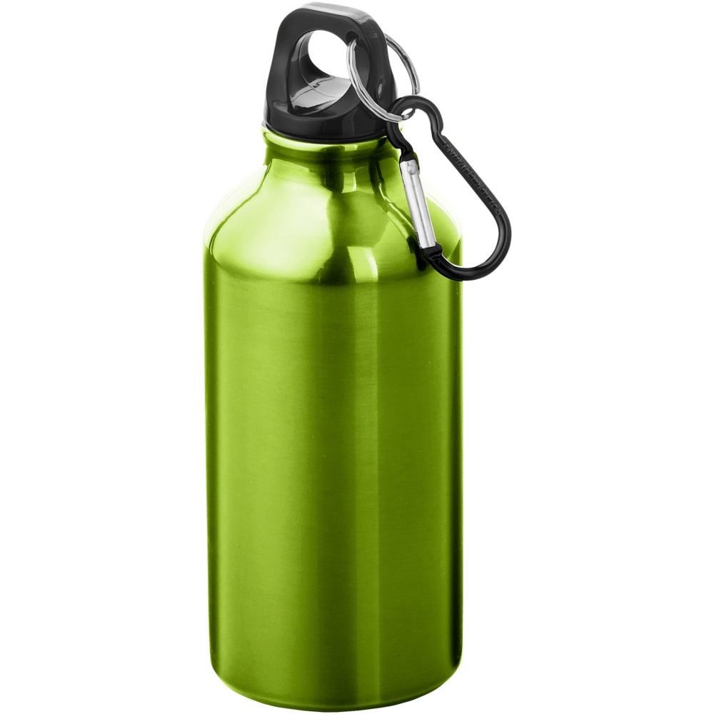 Logo trade promotional item photo of: Oregon 400 ml aluminium water bottle with carabiner