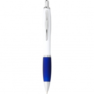 Logo trade advertising products image of: Nash ballpoint pen white barrel and coloured grip