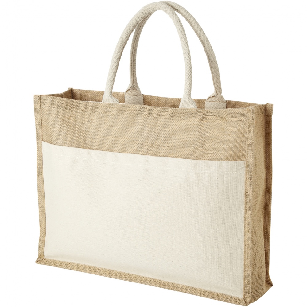 Logo trade advertising products picture of: Mumbay cotton pocket jute tote bag 18L