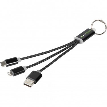 Logotrade business gift image of: Metal 3-in-1 charging cable with keychain