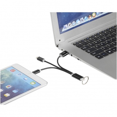 Logo trade promotional items picture of: Metal 3-in-1 charging cable with keychain