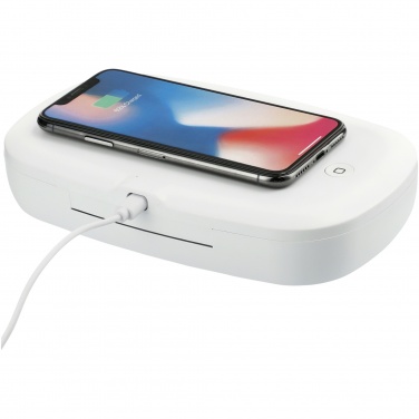 Logotrade corporate gift image of: Capsule UV smartphone sanitizer with 5W wireless charging pad