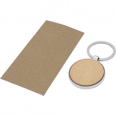 Logo trade corporate gifts image of: Moreno beech wood round keychain