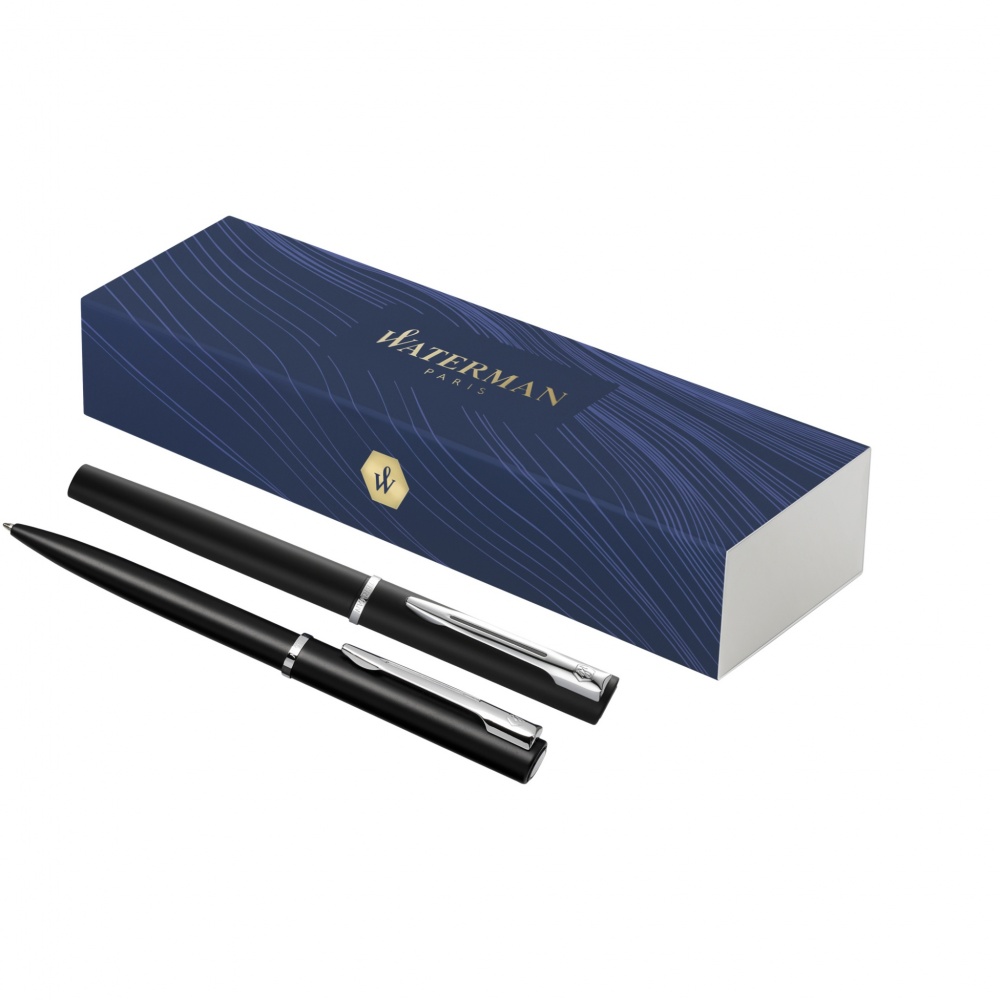 Logo trade promotional merchandise photo of: Waterman Allure ballpoint and rollerball pen set