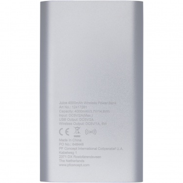 Logo trade corporate gifts picture of: Juice 4000mAh wireless power bank 