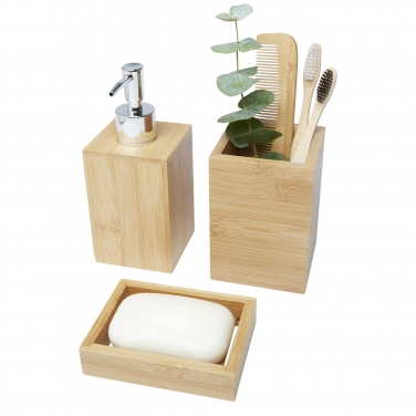 Logo trade corporate gifts image of: Hedon 3-piece bamboo bathroom set