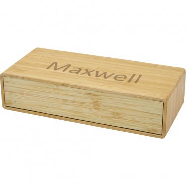 Logo trade promotional giveaway photo of: Minata bamboo wireless charger with clock