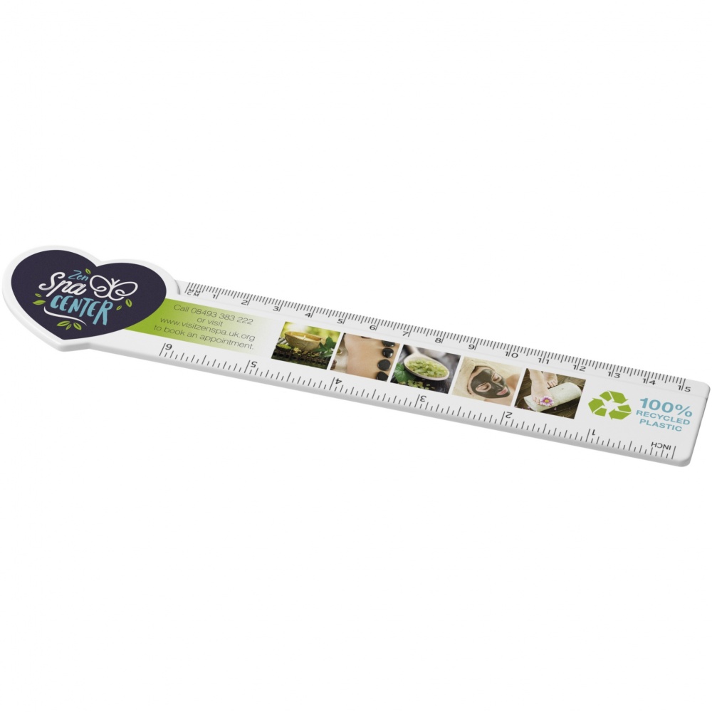 Logo trade promotional merchandise photo of: Tait 15 cm heart-shaped recycled plastic ruler