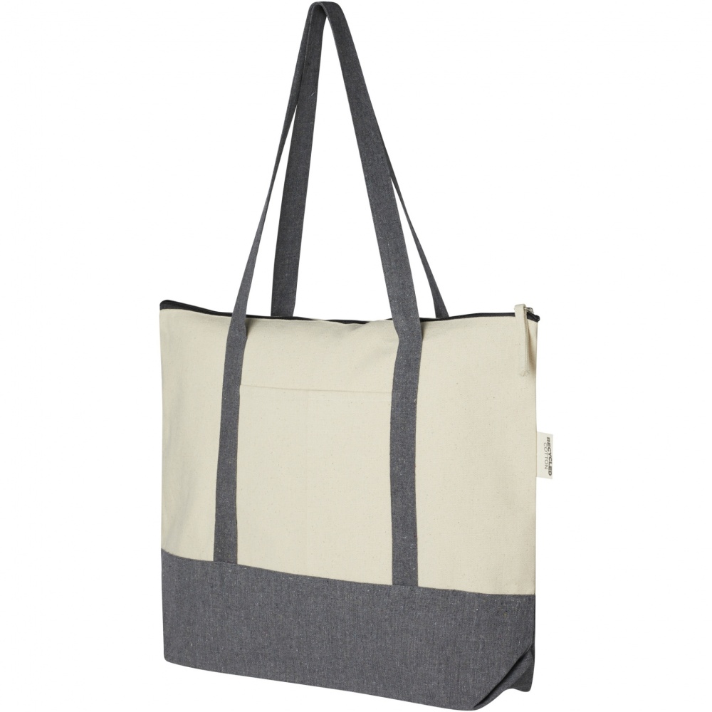 Logotrade promotional giveaway image of: Repose 320 g/m² recycled cotton zippered tote bag 10L