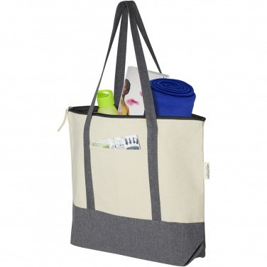 Logo trade advertising products image of: Repose 320 g/m² recycled cotton zippered tote bag 10L