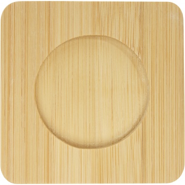 Logo trade corporate gifts image of: Manti 2-piece 100 ml double-wall glass cup with bamboo coaster 