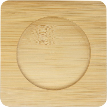 Logo trade promotional products image of: Manti 2-piece 250 ml double-wall glass cup with bamboo coaster 