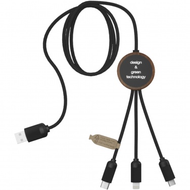 Logo trade corporate gifts picture of: SCX.design C36 3-in-1 rPET light-up logo extended charging cable with round bamboo casing