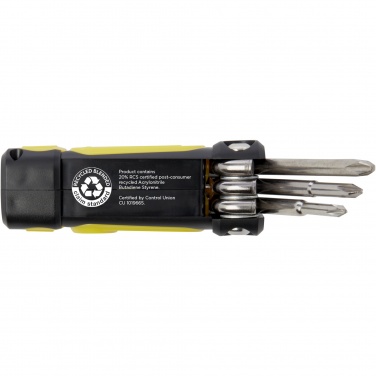 Logo trade promotional gift photo of: Octo 8-in-1 RCS recycled plastic screwdriver set with torch