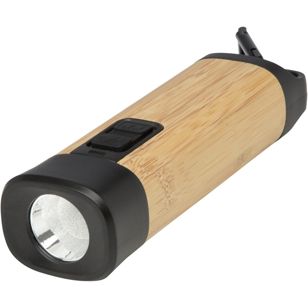 Logo trade promotional giveaways picture of: Kuma bamboo/RCS recycled plastic torch with carabiner