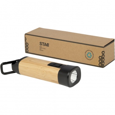 Logotrade promotional merchandise picture of: Kuma bamboo/RCS recycled plastic torch with carabiner