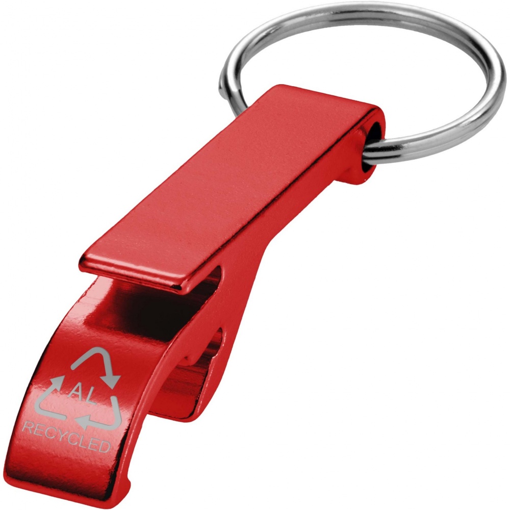 Logo trade advertising products picture of: Tao RCS recycled aluminium bottle and can opener with keychain 