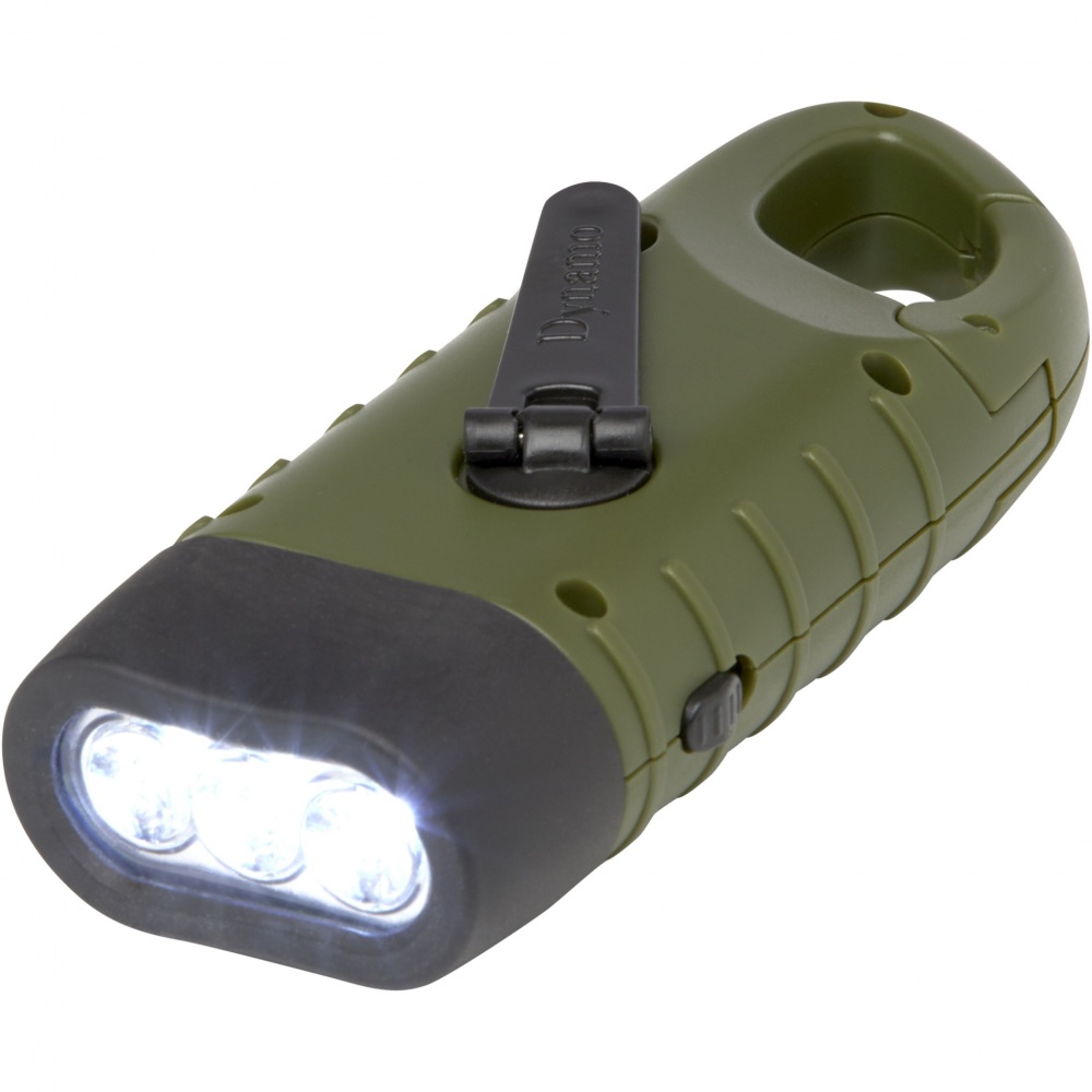Logo trade promotional items image of: Helios recycled plastic solar dynamo flashlight with carabiner