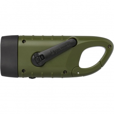 Logotrade promotional gift picture of: Helios recycled plastic solar dynamo flashlight with carabiner