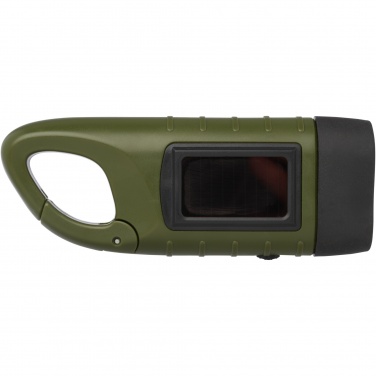 Logotrade promotional giveaways photo of: Helios recycled plastic solar dynamo flashlight with carabiner