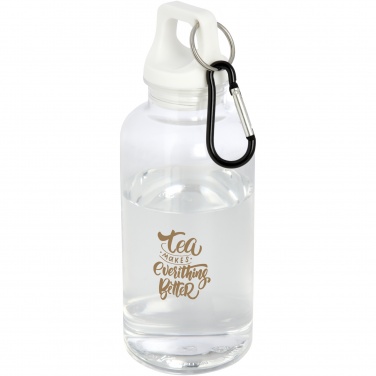 Logo trade promotional items image of: Oregon 400 ml RCS certified recycled plastic water bottle with carabiner