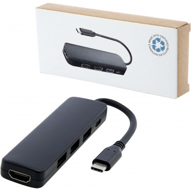Logo trade promotional product photo of: Loop RCS recycled plastic multimedia adapter USB 2.0-3.0 with HDMI port