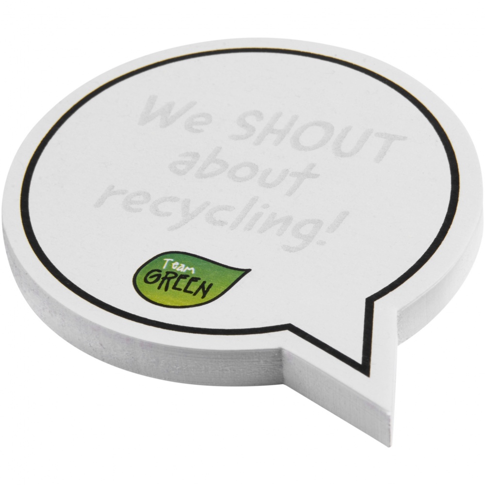 Logo trade promotional gifts image of: Sticky-Mate® speech bubble-shaped recycled sticky notes
