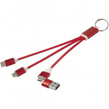 Logotrade corporate gift image of: Metal 4-in-1 recycled aluminium charging cable with keychain
