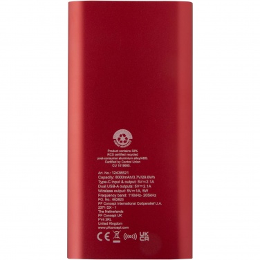 Logo trade promotional items picture of: Juice 8000 mAh Type-C recycled aluminium wireless power bank