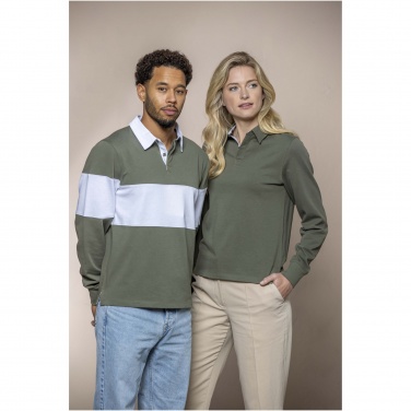 Logo trade promotional merchandise image of: Clyde unisex organic rugby polo sweatshirt