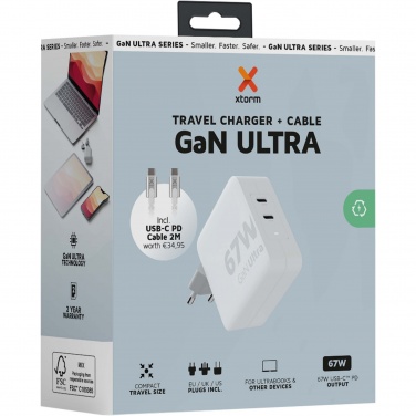 Logotrade promotional gift image of: Xtorm XVC2067 GaN Ultra 67W travel charger with 100W USB-C PD cable