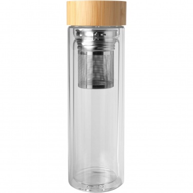 Logotrade promotional giveaway picture of: Bailey 400 ml borsilicate glass infuser bottle with bamboo lid