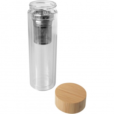 Logotrade corporate gift picture of: Bailey 400 ml borsilicate glass infuser bottle with bamboo lid