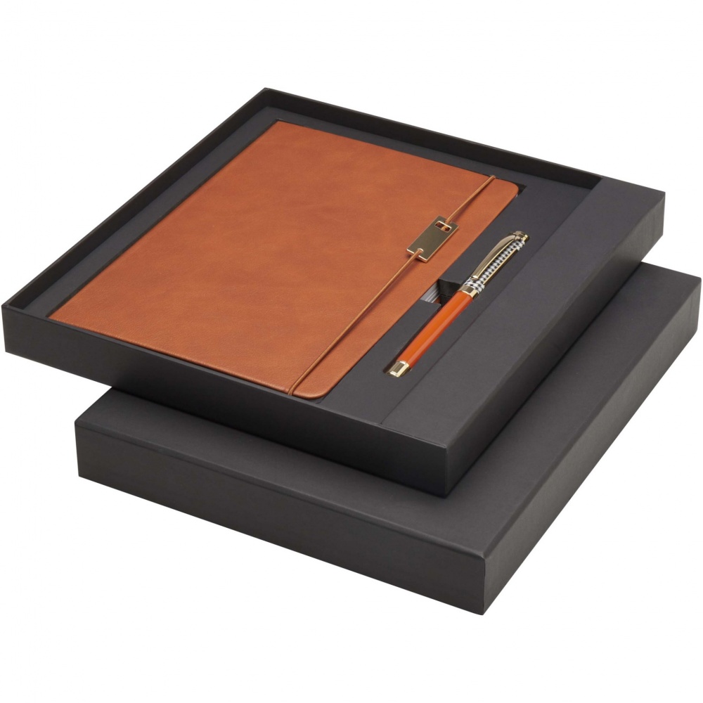 Logo trade promotional giveaway photo of: Legato A5 notebook and rollerball pen set 