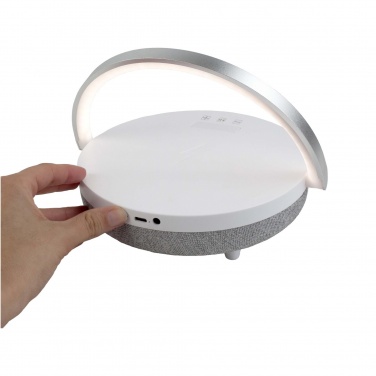 Logotrade promotional merchandise photo of: Prixton 4-in-1 10W Bluetooth® speaker with LED light and wireless charging base