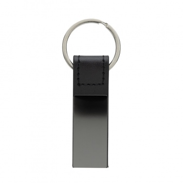 Logo trade business gifts image of: Luxury PU keychain RCS recycled zinc alloy