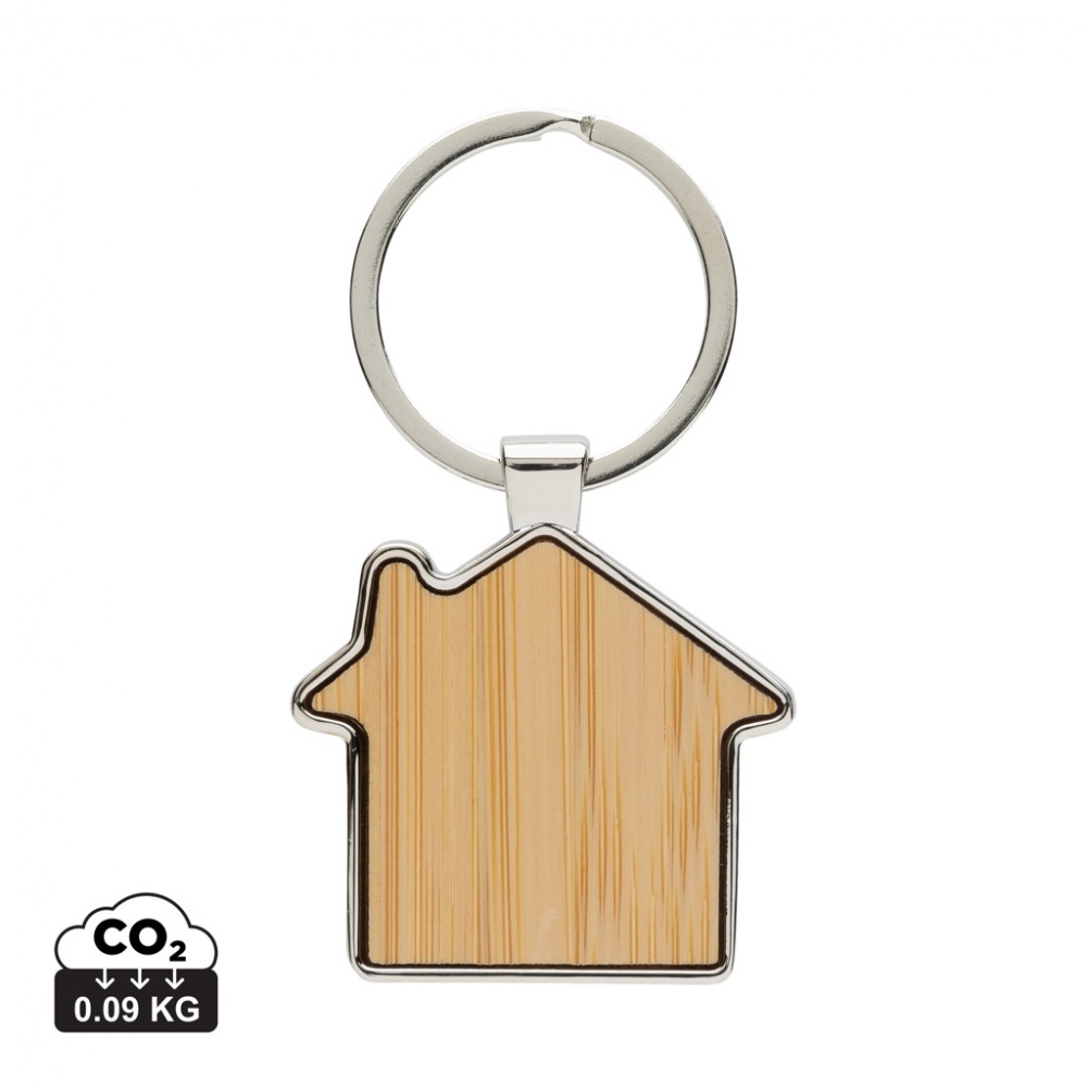 Logotrade promotional merchandise picture of: RCS recycled zinc alloy house keychain with bamboo
