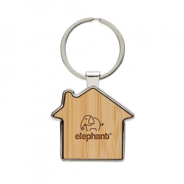 Logotrade promotional merchandise photo of: RCS recycled zinc alloy house keychain with bamboo