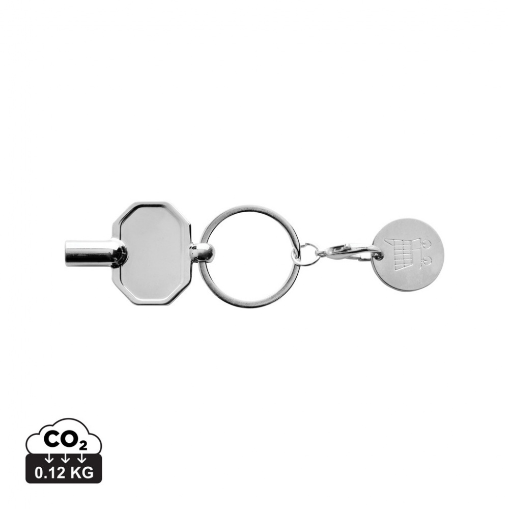 Logo trade promotional giveaways image of: RCS recycled zinc alloy radiator key keychain with coin