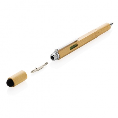 Logo trade promotional merchandise image of: Bamboo 5-in-1 toolpen