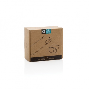 Logo trade promotional giveaway photo of: Boost RCS reycled PET 20W type C 2 pcs charging set