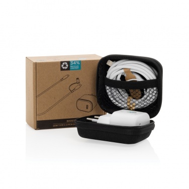 Logotrade business gift image of: Boost RCS reycled PET 20W type C 2 pcs charging set