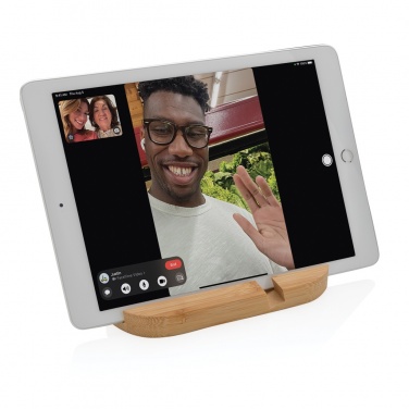 Logo trade promotional merchandise image of: Bamboo tablet and phone holder